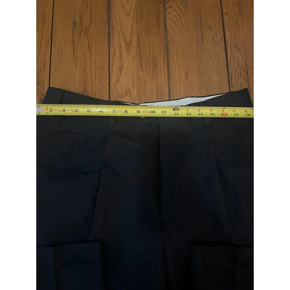 Geoffrey Beene Mens Black Double Pleated Cuffed Dress Pants Trousers 38x30